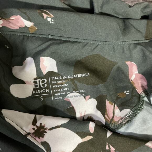 Albion Orchid Jumpsuit Green Pink Floral Ankle Zip Size Small - Picture 8 of 10